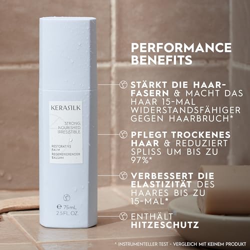KERASILK Restorative Balm | Intensely Repairs & Minimizes Breakage | Nourishes Dry Ends & Strengthens Strands | With Heat Protection | For Dry, Stressed & Damaged Hair | 75ml