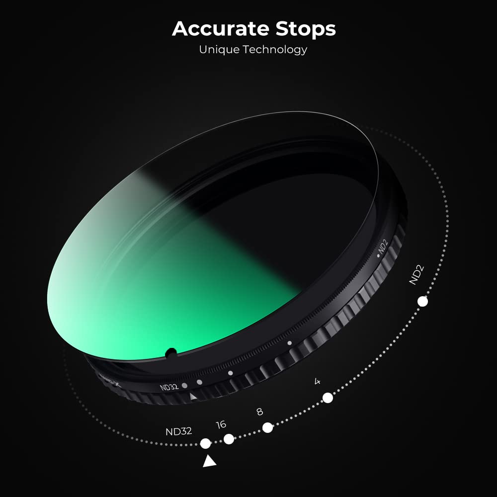 K&F Concept 82mm Variable ND Filter ND2-ND32 Camera Lens Filter (1-5 Stops) No X Cross HD Neutral Density Filter with 28 Multi-Layer Coatings Waterproof (Nano-X Series)