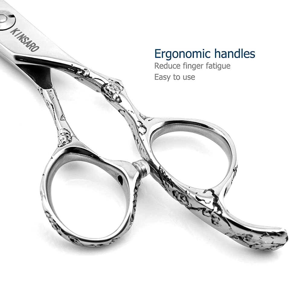 5.5" Barber Scissors Set Hair Scissors Professional Hair Shears Cutting Shears Japan 440C Thinning Shears Convex Blades Kinsaro