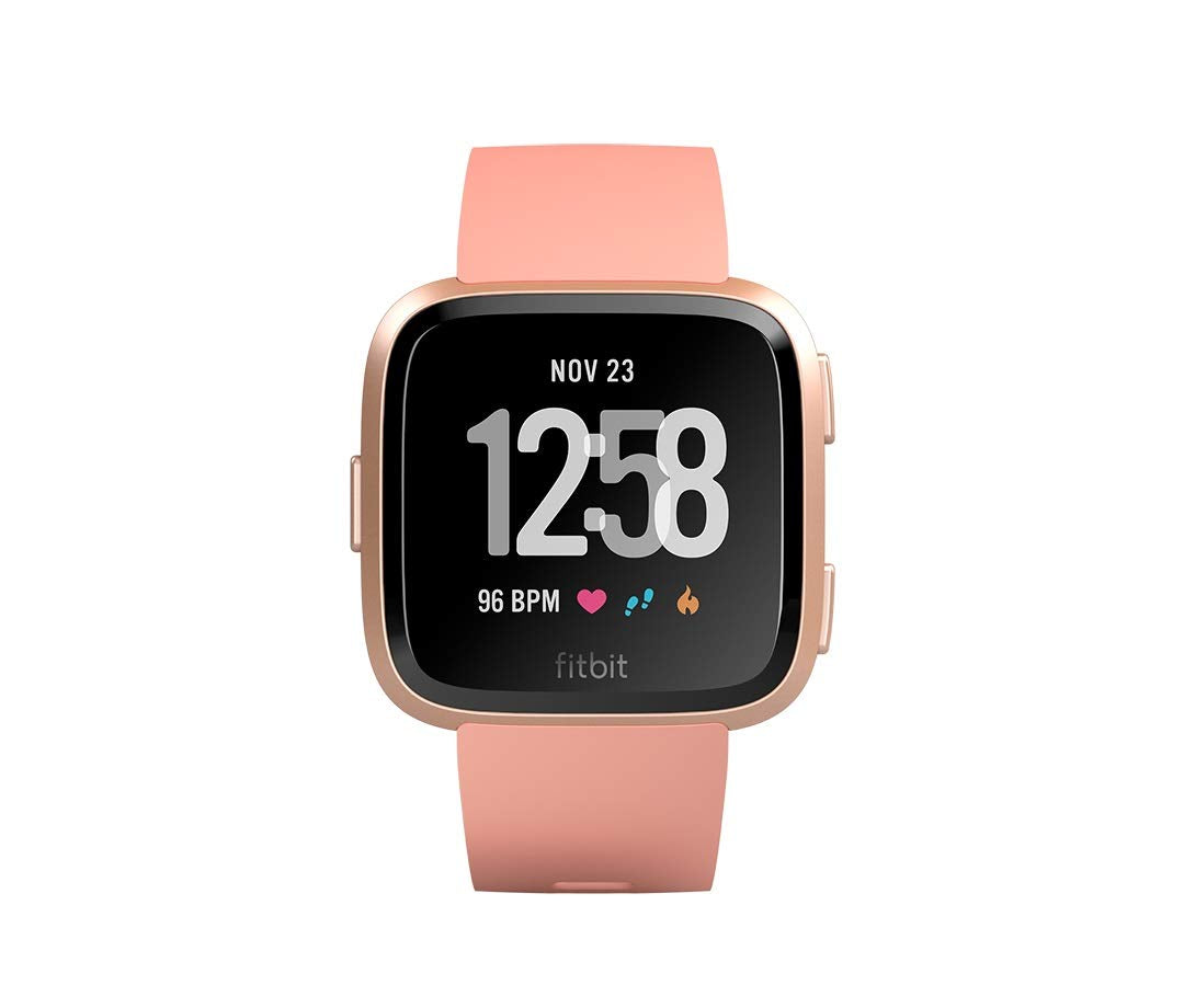 Fitbit Versa Smart Watch, Peach/Rose Gold Aluminium, One Size (S & L Bands Included)