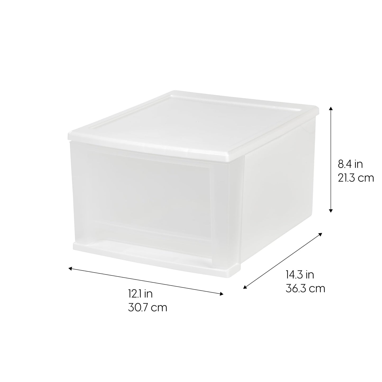 IRIS USA 17 Qt. Medium Plastic Stacking Drawer, Stackable Storage Organizer Unit with Sliding Drawer for Bedroom Kitchen Under Sink Pantry Craft Room Dorm Office, White, 4-Pack