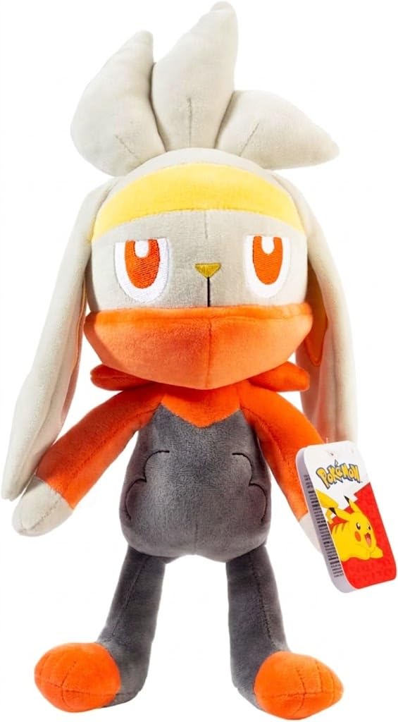 Pokémon Large 12" Raboot Plush - Officially Licensed - Sword & Shield Scorbunny & Cinderace Evolution - Quality Soft Stuffed Animal Toy - Great Gift for Kids, Boys, Girls