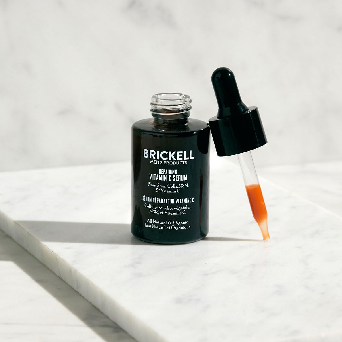 Brickell Men's Anti Aging Vitamin C Serum For Face, Repairing Night Facial Serum for Men, Natural and Organic Hyaluronic Acid Serum For Face to Diminish Wrinkles and Reduce Redness, 1 Ounce, Scented