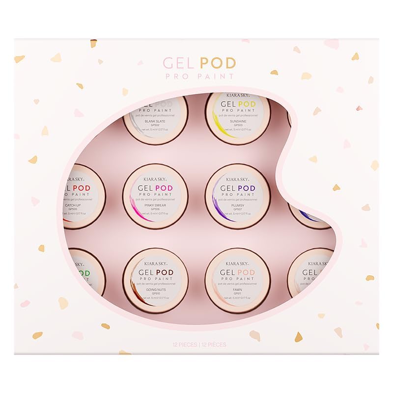 KIARA SKY Professional Nails Gel Art Paint Pod Collection - 12 Ultra Pigmented Colors for Nail Art