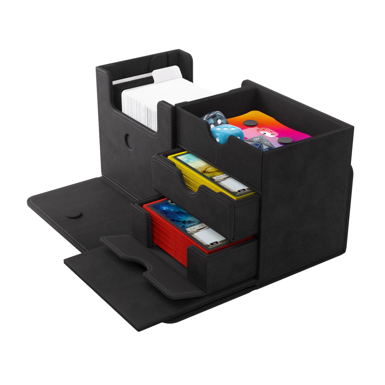 Gamegenic The Academic 133+ XL Premium Deck Box | Double-Sleeved Card Storage | Card Game Protector | Holds Up to 122 Cards Plus Game Accessories | Black/Black Color | Made