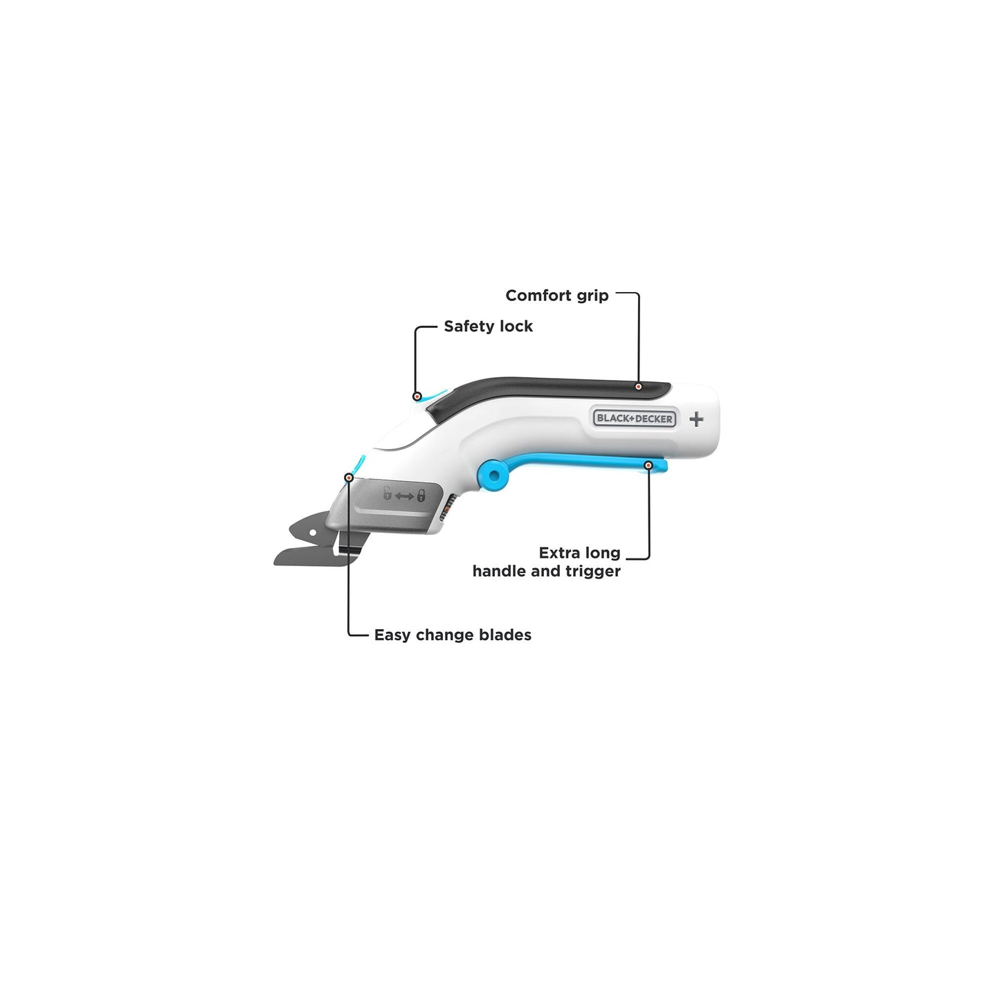 BLACK+DECKER 4V MAX Cordless Electric Fabric Craft Scissors, USB Rechargeable (BCSC115FF)