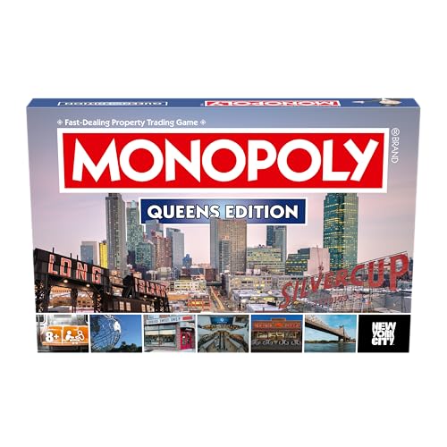 Monopoly Board Game Queens NY Edition : 2-6 Players Family Board Games for Kids and Adults, Board Games for Kids 8 and up, for Kids and Adults, Ideal for Game Night