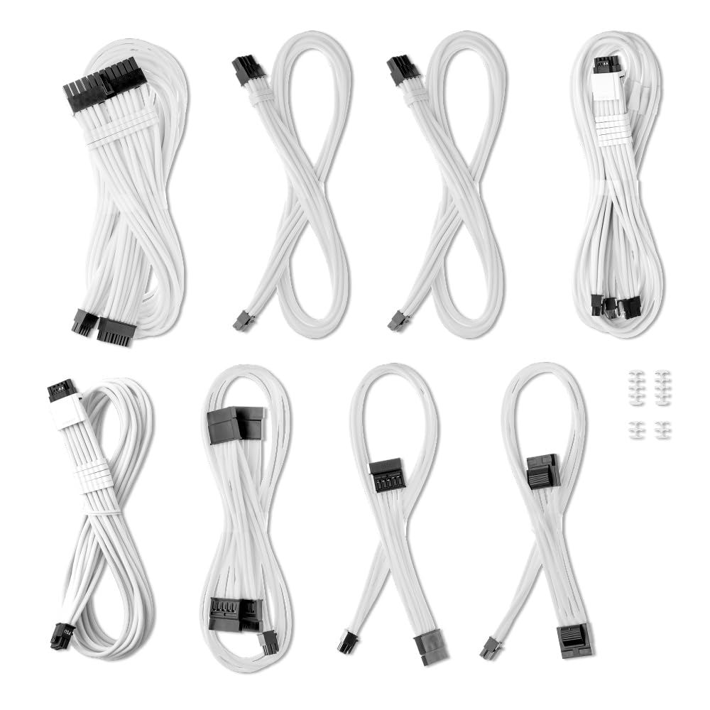 CableMod E-Series Pro ModMesh Sleeved 12V-2x6 12VHPWR Dual StealthSense Cable Kit for EVGA G/G+ / P/P+ / T (White)