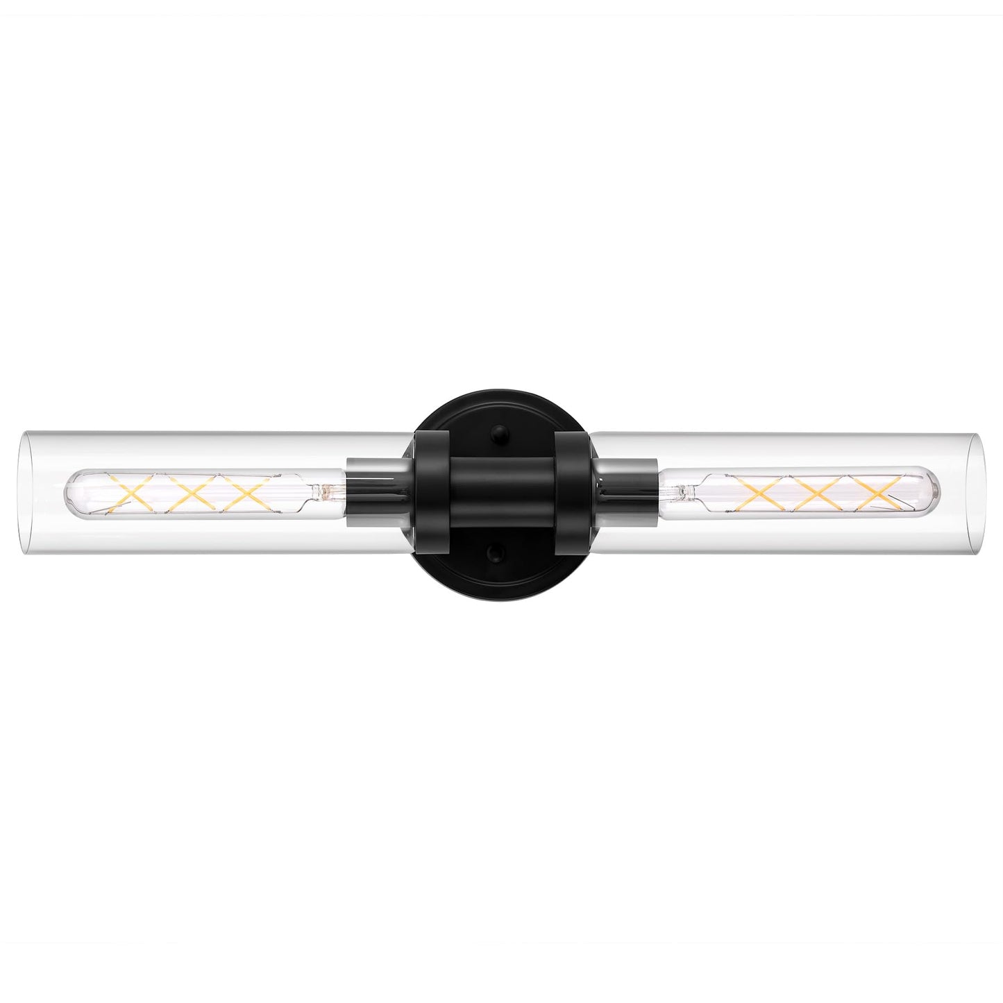 SANTOSTOCK Black Sconces Wall Lighting, Bathroom 2-Light Vanity Light W/Clear Glass Shade, Modern Wall Mounted Lights for Mirror, Makeup Vanity, Kitchen, Washroom, Hallway, E26 T10 Bulbs(Excluded)