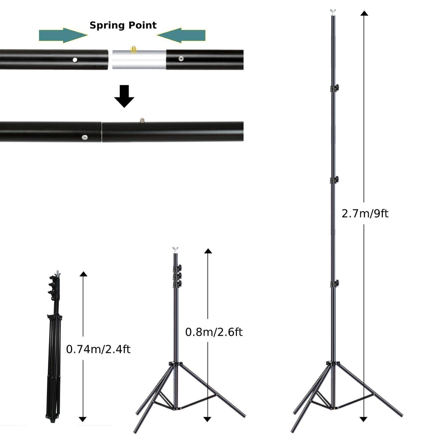 Photo Backdrop Stand, 10x9ft(WxH) Adjustable Photography Backdrop Stand, Aluminum Alloy Studio Photo Background Stand Support System for Party, Wedding, Photography, Advertising Display