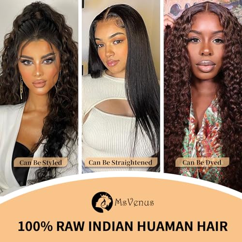 msVenus 12A Deep Wave Bundles Human Hair 20 22 24 Inches, 100% Unprocessed Indian Human Hair Bundles Wet and Wavy Raw Virgin Hair 3 Bundles Deal Curly Weave Bundles(Natural Color, 20 22 24 Inches)