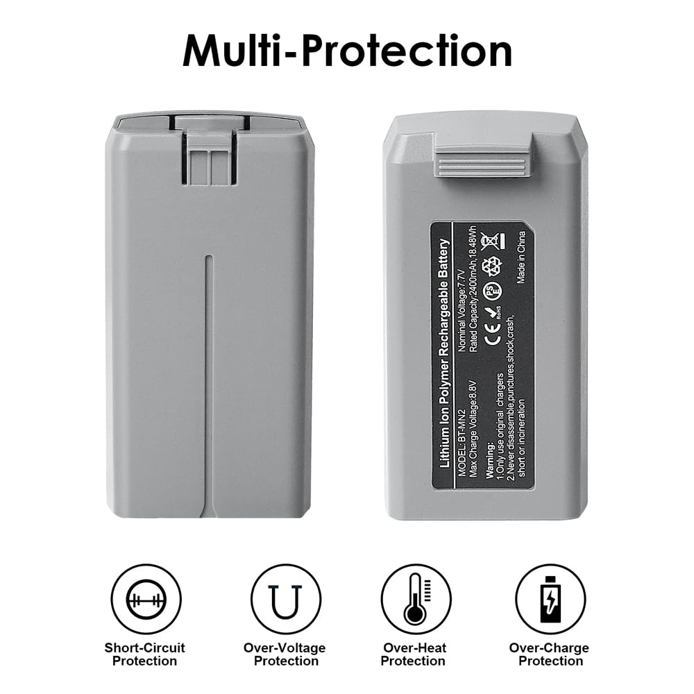 Satonaka Mini 4K Intelligent Flight Battery 2 Packs, 2400mAh-7.7V Replacement Battery for DJI Mini 4K/2/SE/2 SE