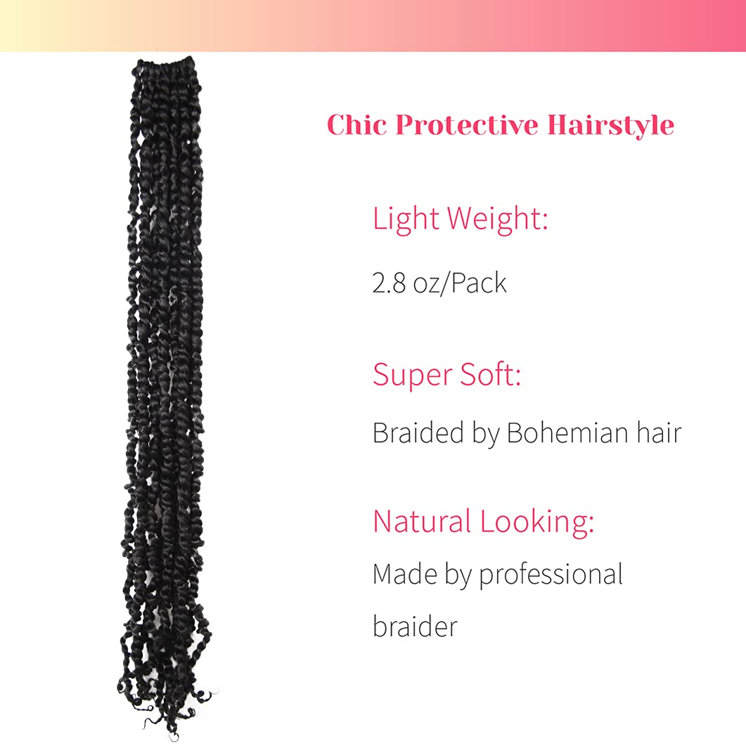 BOHOBABE Long Pre-twisted Passion Twist Crochet Hair 30 Inch Pre-looped Crochet Passion Twist Braiding Hair 8 Packs (1B)