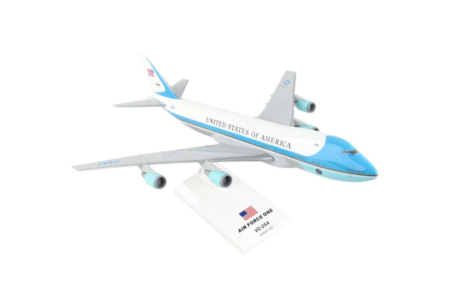 SkyMarks Plastic SKR041 Air Force One Boeing 747-200 VC25 1:250 Scale Desktop Model with Stand