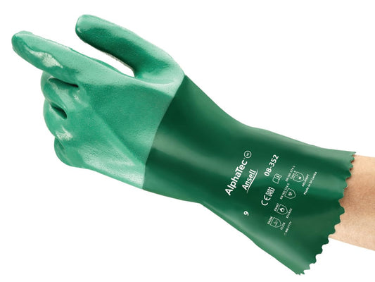 Ansell Scorpio 8-352 Neoprene Glove, Chemical Resistant, Gauntlet Cuff, 12" Length, Large (Pack of 12)
