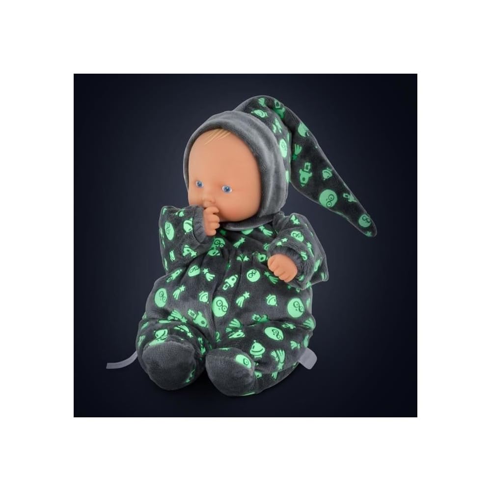Corolle 9000020120 - Mon Doudou Babipouce Glow in The Dark, Glow in The Dark, Extra Soft Cuddly Doll with Vanilla Fragrance, Washable, 28 cm, Keeps Thumb in Mouth