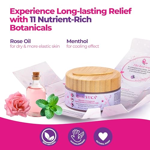 Vulva Balm Moisturizing Vaginal Cream with Menthol; Natural Yoni Cream for Feminine Health; Intimate Vulva Care for Redness Relief; Vaginal Dryness Menopause Cream External usage (2 pcs: 2 + 0.5 oz)