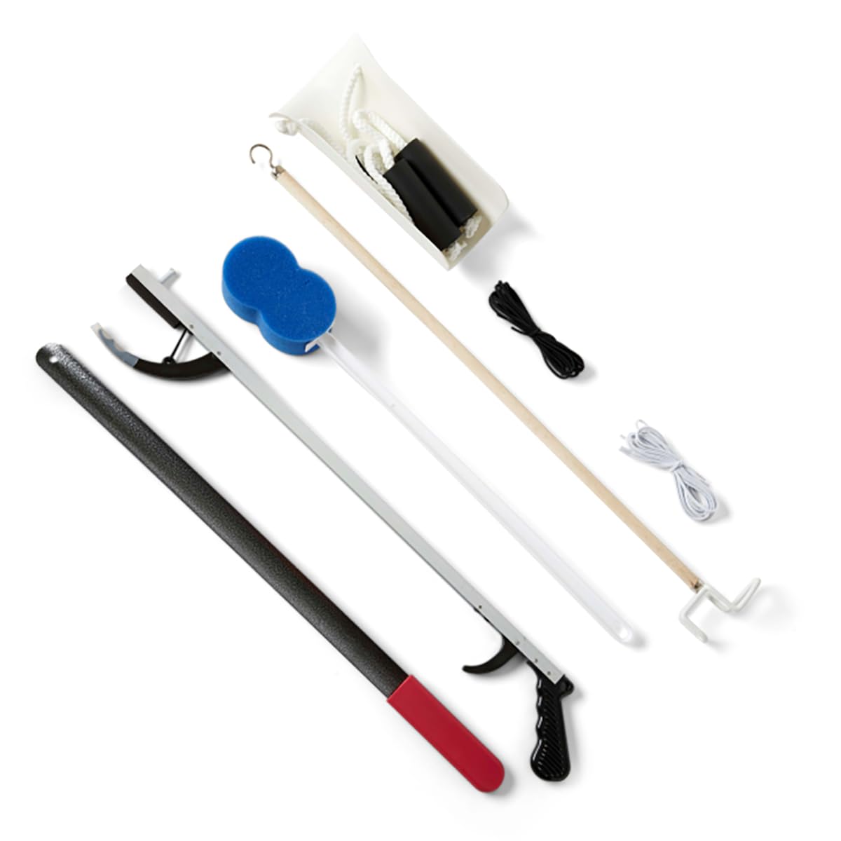 Medline Premium Hip Kit, Mobility Aids for Hip Surgery Recovery, 7-Pieces, 26" Grabber Reacher, Shoehorn, Sock-Aid, Dressing Stick, Shoelaces, Bath Sponge