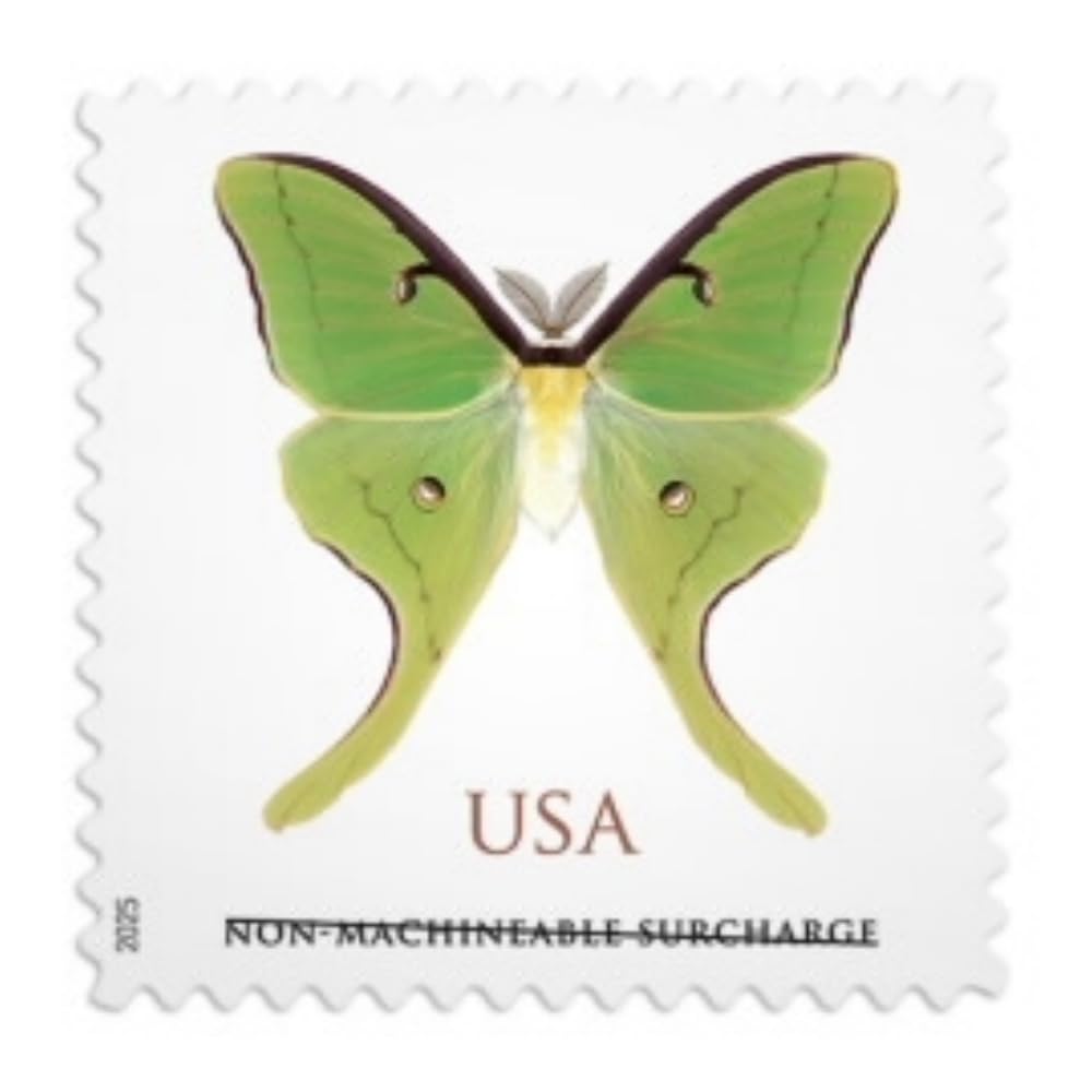 United States Postal Service Luna Moth 2025 (Sheet of 20) Non-Machineable Surcharge Rate for Square Envelopes First-Class Mail Forever Postage Stamps