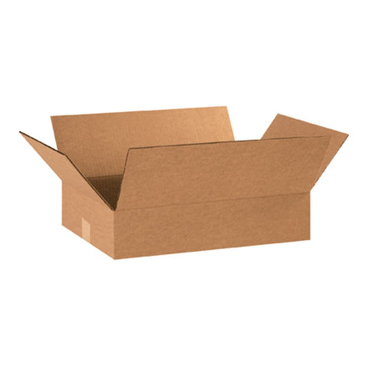 BOX USA 18124 Flat Corrugated Cardboard Box 18" L x 12" W x 4" H, Kraft, For Shipping, Packing and Moving (Pack of 25)