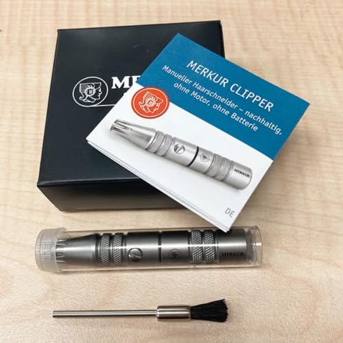 MERKUR Nose & Ears Hair Trimmer, Safe Hair Removal Tool for Men & Women, Twist and Cut Mechanism, Stainless Steel Clip, Easy to Clean, Battery-Free