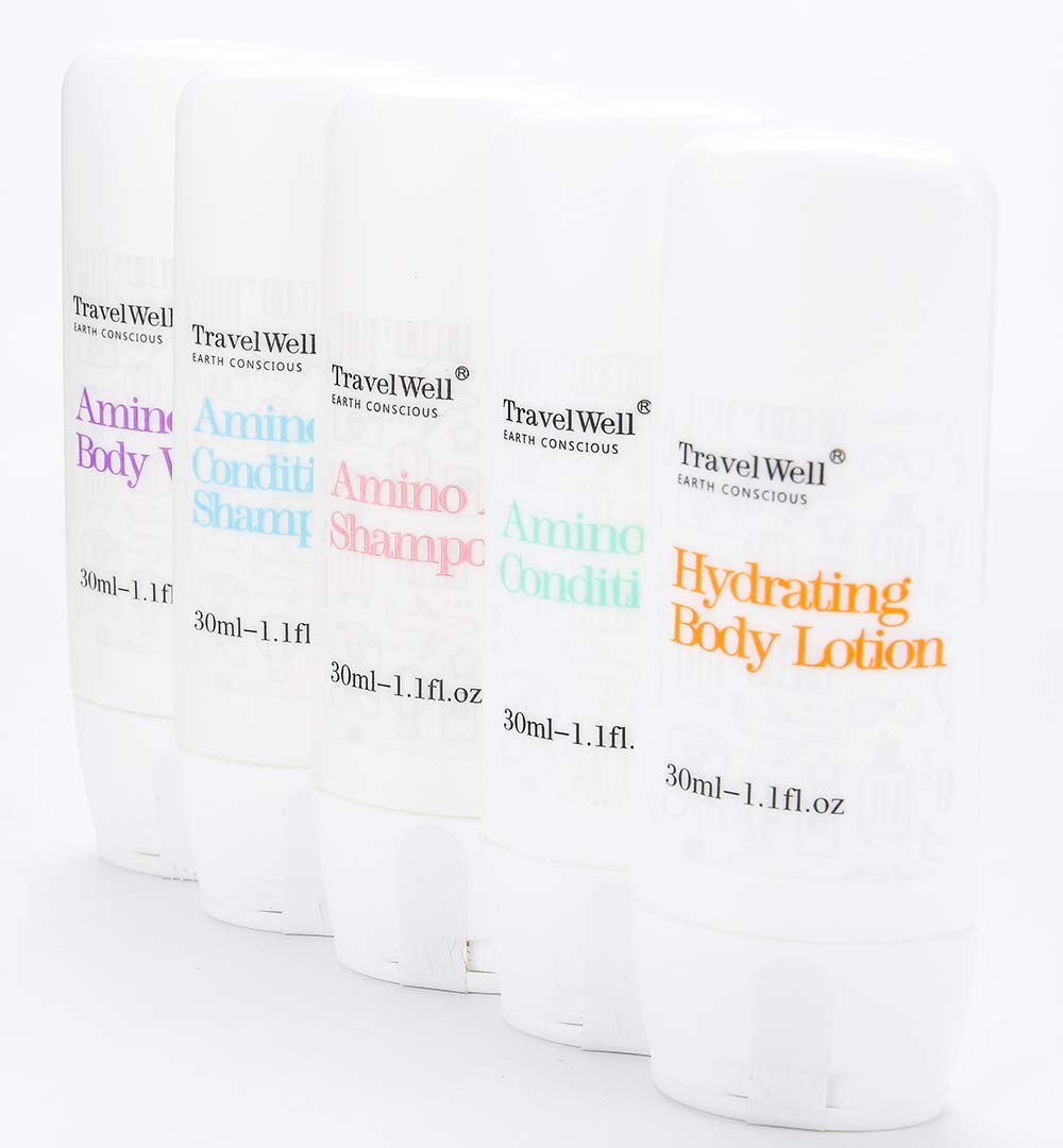 TRAVELWELL Hotel Amenities 30ml Shampoo (25 Bottles) + Conditioner (25 Bottles) + Mini Soap Bars (25 Bars, 28g) | Travel Size Toiletry Set