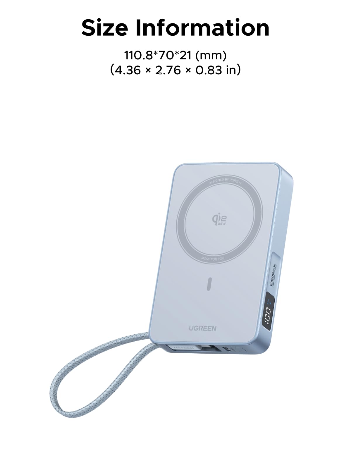 UGREEN MagFlow 10,000mAh Power Bank, Qi2 25W Certified Wireless Charging, Magnetic Portable Charger for MagSafe with Built-in Cable, 30W USB-C Battery Pack for iPhone 17 Pro Max/16/15/14/13/12