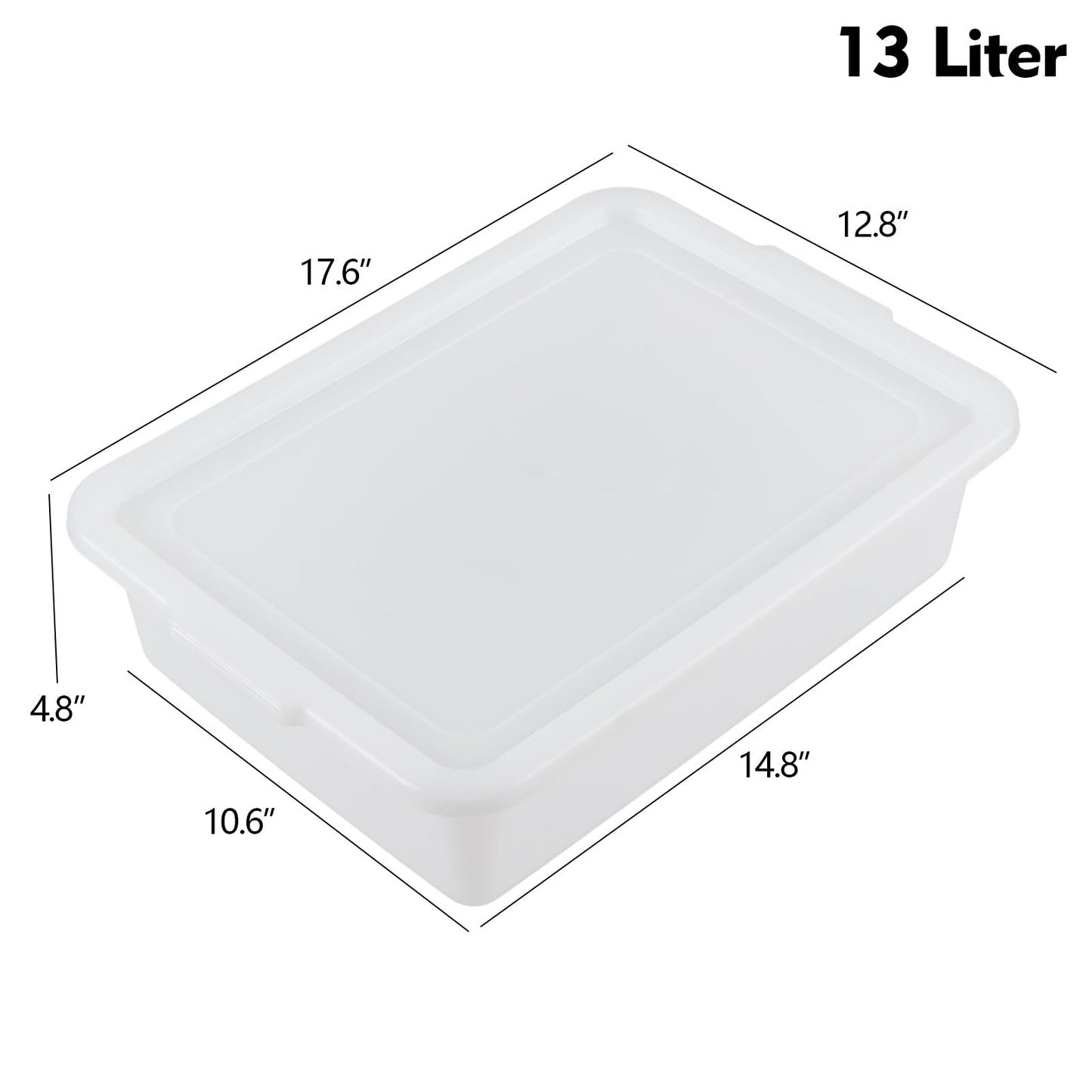 Guankan 13 L Commercial Bus Boxes with Lids, White Plastic Food Service Bus Tub, 3 Pack