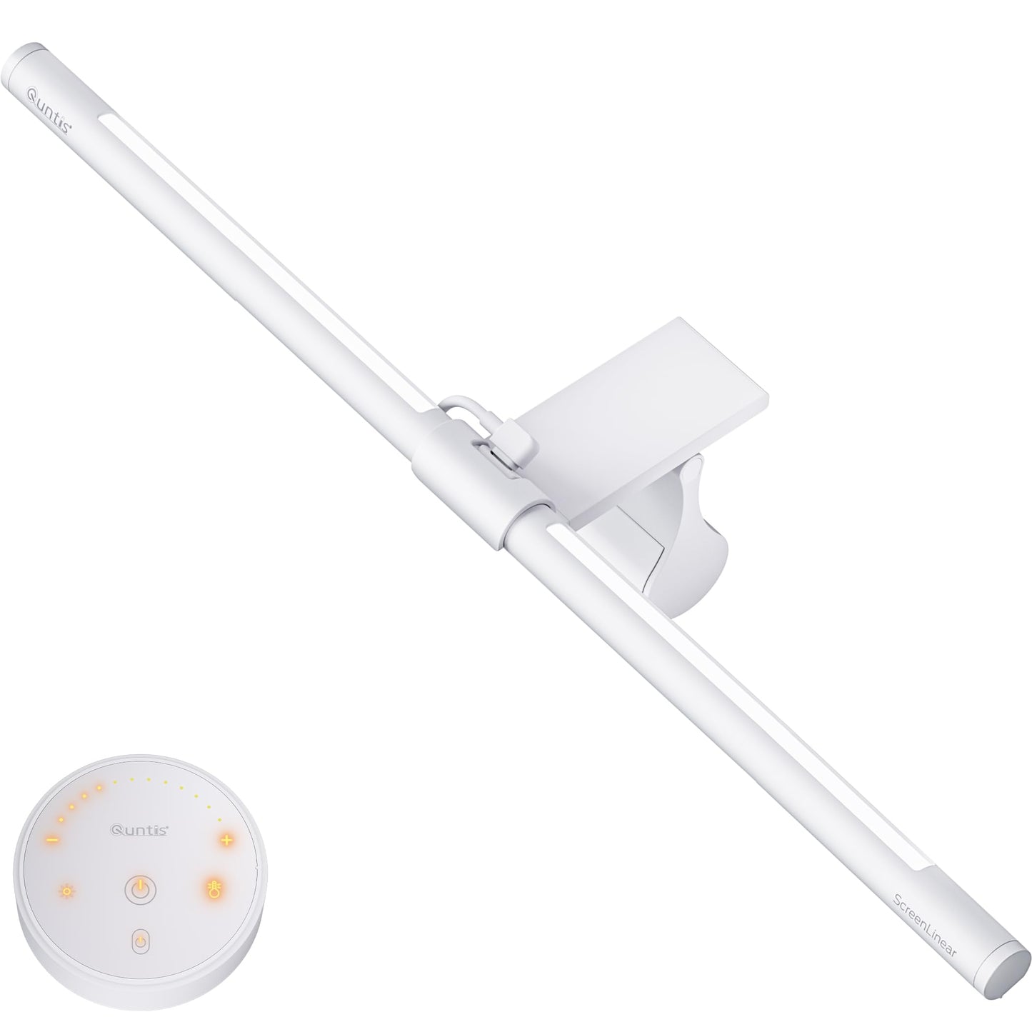 Quntis Monitor Light Bar with Remote, Eye-Care No Glare, Space Saving Home Office Desk Lamp, White, Stepless Dimming, Easy Setup LED Computer Light Backlight for Curved Gaming Monitors Reading Study