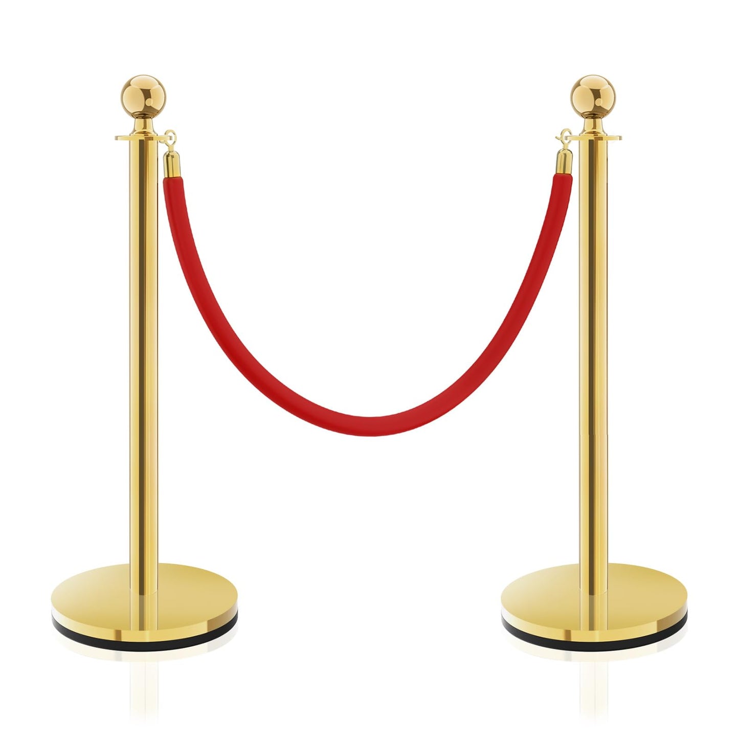 Gold Stanchions, Red Carpet Ropes and Poles, Stainless Steel Barriers for Party, Museums, Wedding, Easy Connect Assembly, 2PCS