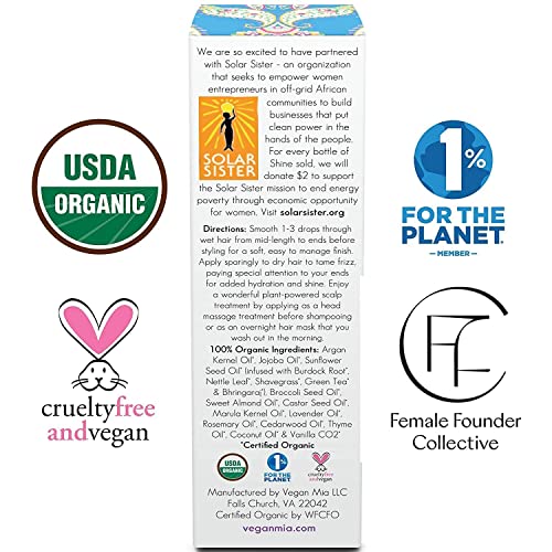 Vegan Mia USDA Organic Rosemary Oil for Hair Growth with Castor Oil & More - Scalp Oil Treatment & Intense Nourishment to Get Healthier, Thicker & Shiny Hair Naturally, 1 fl oz Bottle