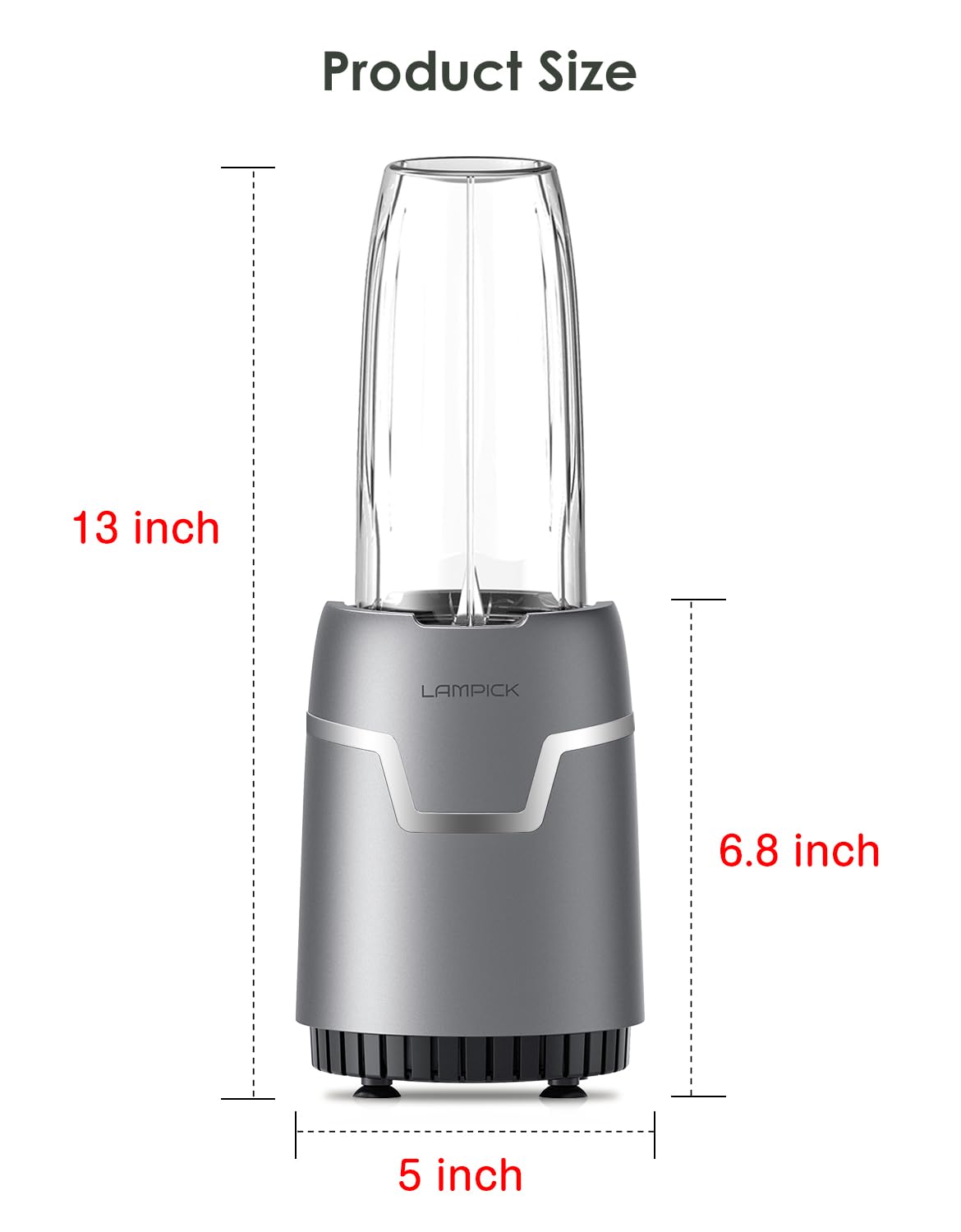 LAMPICK Smoothie Blender, 1100W Personal Blender for Shakes and Smoothies, Blenders and Grinder Combo for Kitchen with 2 * 22 Oz To-Go Cup and Lid for Protein Shake, Baby Food, Frozen Drink
