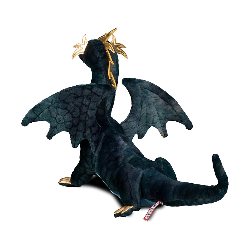 Douglas Aragon Dragon Plush Stuffed Animal – Realistic Navy Mythical Creature Toy for Kids, Fantasy Lovers & Collectors, 16" Long (40.5 cm)