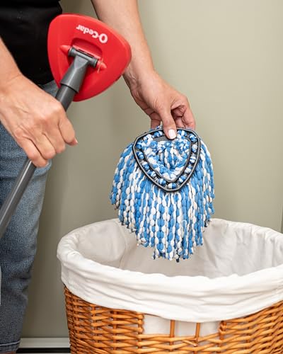 O-Cedar RinseClean Spin Mop & Bucket System + 2 Extra Mop Heads| Clean with Water | Removes 99% of Bacteria Plastic