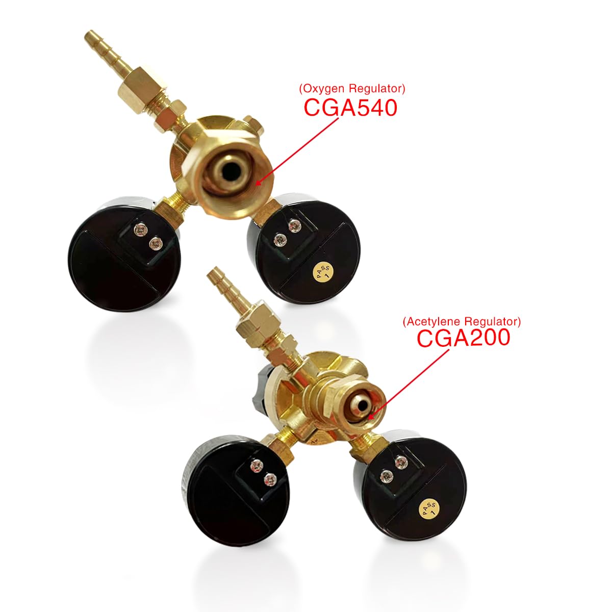 KOLENSA Dual Welding Gas Gauges, Oxygen (CGA-540) Acetylene (CGA-200) Regulators Combo (2 PCS), Full Brass Kit for Portable Tanks Compatible with Victor Torch Cutting