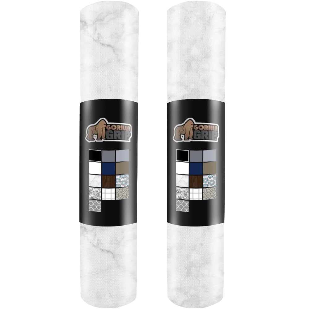 GORILLA GRIP Slip Resistant Drawer and Shelf Liner 2 Pack, Non Adhesive Water Resistant, Easy Clean and Trim, Smooth Surface Liners for Kitchen Cabinet, Shelves, Drawers, Pantry, 20 IN x 20 FT, Marble