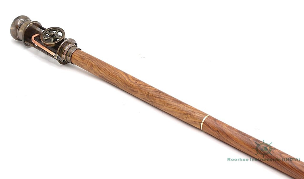 ROORKEE Instruments (India) Walking Cane Stick with Working Steam Engine Model, Steampunk Accessory, Walking Stick Collectors, Nautical Antique Finish Prop Stick