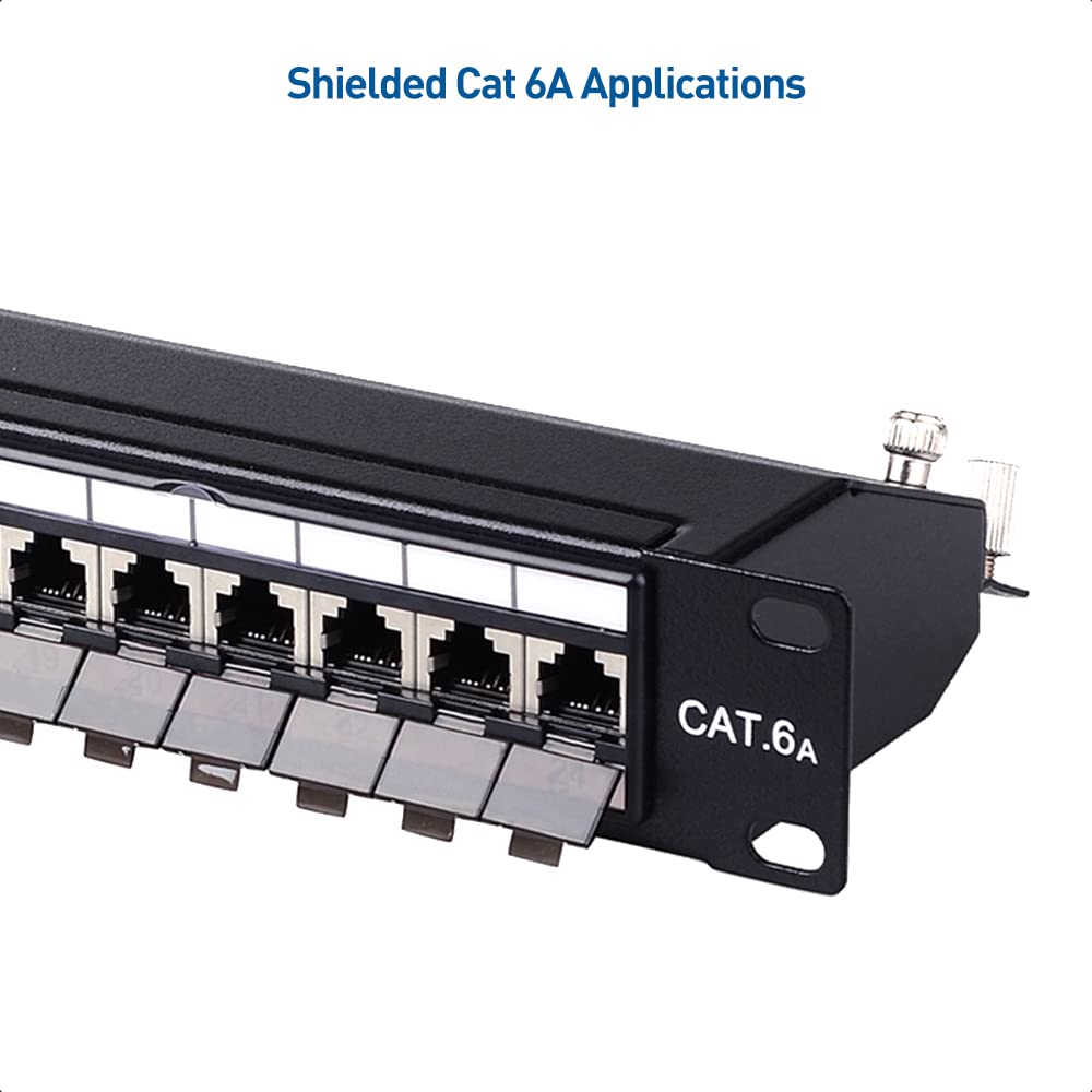 Cable Matters UL Listed 10Gbps 12-Pack RJ45 Shielded Cat6A / Cat6 Keystone Jack with Integrated Shutter