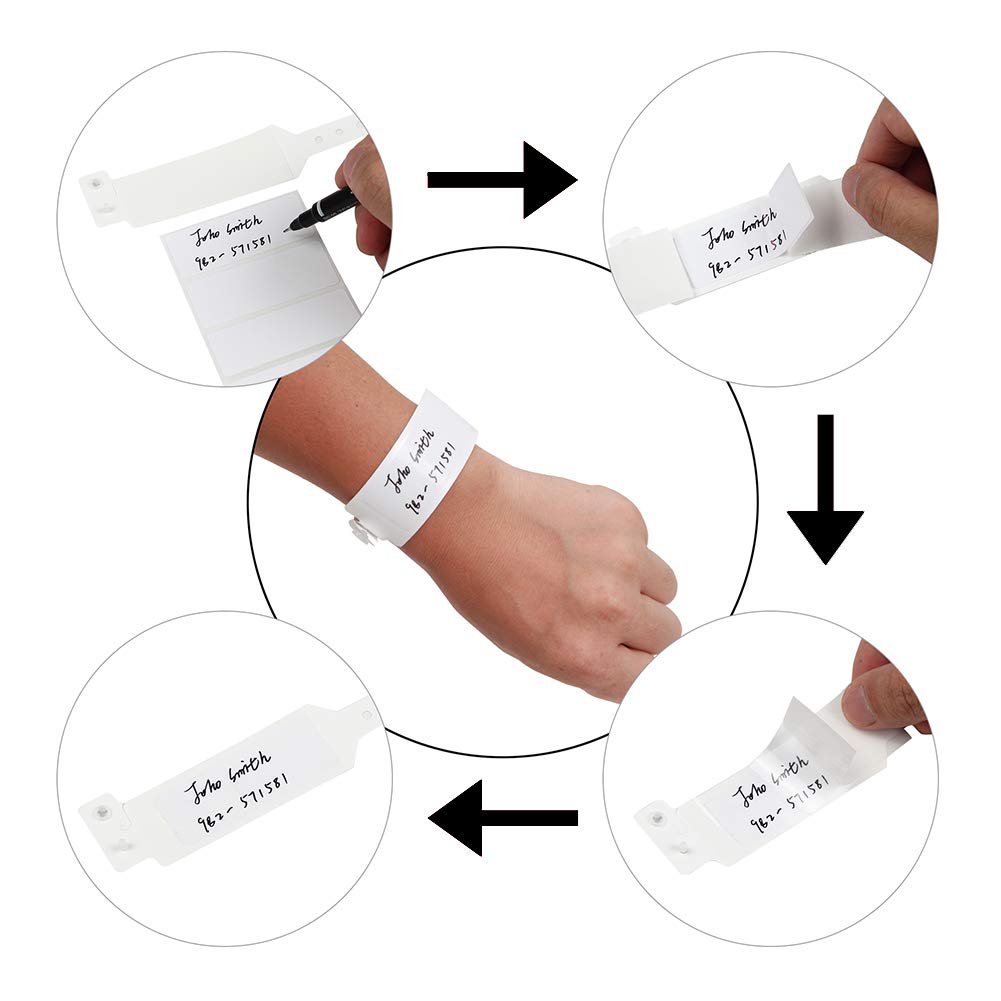 Wristall Hospital Identification Bands, Medical Adult-Sized Shield Wristband, Waterproof Patient Wristbands, Plastic Disposable Hospital ID Wristband (White, 250)