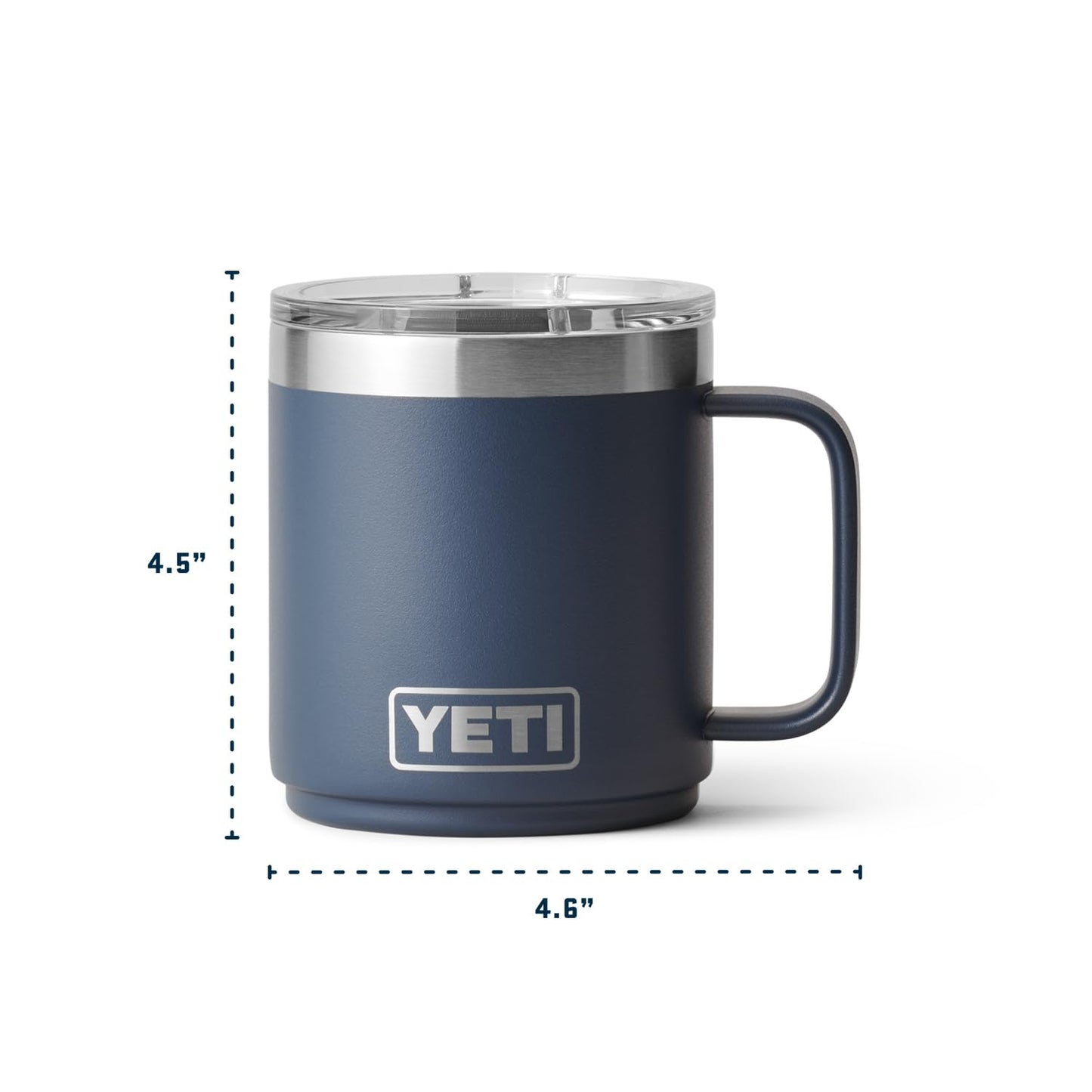 YETI Rambler 10 oz Ceramic Lined Stackable Mug, Vacuum Insulated, Stainless Steel with MagSlider Lid, Navy