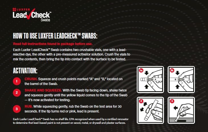 LeadCheck Swabs, Instant Lead Test, 6-Pack of 8-Pack Crystal Case