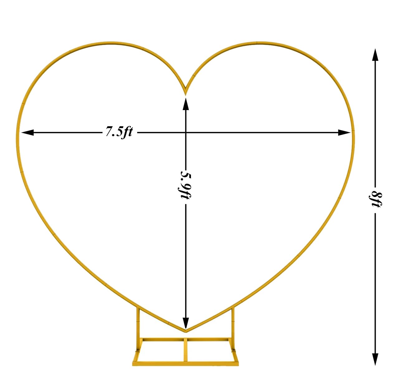 LANGXUN Large Size Metal Balloon Arch Kit, Wedding Heart Arch Stand, Love Balloon Column Arch Frame for Wedding, Bridal, Valentine's Day, Engagement and Birthday Party Supplies (Gold)