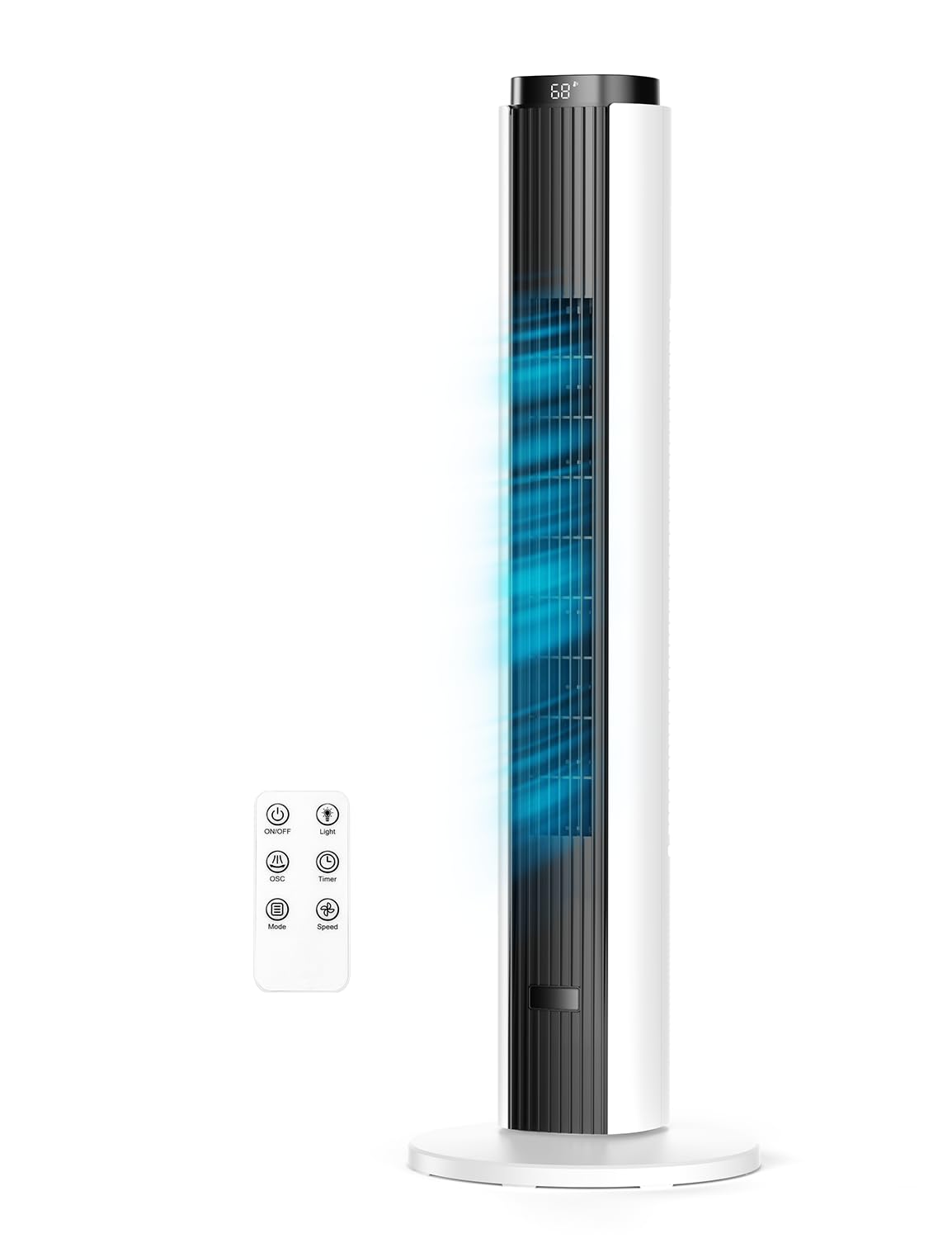 ZAFRO Tower Fan for Bedroom, 37'' Cooling Fans with 4 Modes 6 Speeds, 26 ft/s Velocity, 28dB Quiet for Sleep, LED Touchpad & 12H Timer, 90° Oscillating Floor Fans that Blow Cold Air, Black+White