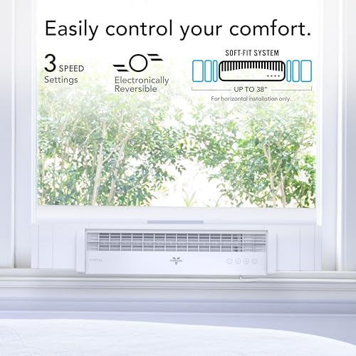 Vornado PORTAL® Window Fan with 3 Speeds, Reversible Exhaust Mode, Weather Resistant, Window Fan For Kitchen, Bedroom, Home, Low Profile, White