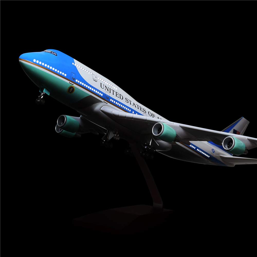 24-Hours 18” 1:130 Scale Model Jet United States Air Force One Plane B747 Model Planes Kits Display Diecast Airplane for Adults with LED Light(Touch or Sound Control)