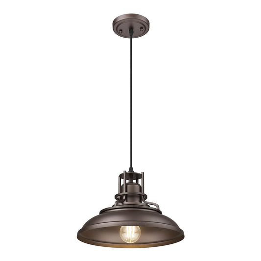 FEMILA Farmhouse Pendant Light,12" Barn Vintage Hanging Light Fixture for Kitchen Island, Adjustable Height,Oil Rubbed Bronze Finish, 4FY15-MP ORB