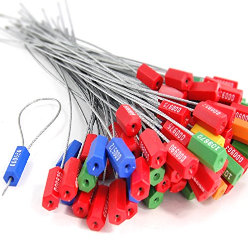 Leadseals(R) 500 Red Security Cable Seals Metal Truck Trailer Seals Tamper Proof Security Tag Seal Disposable Self-Locking Shipping Security Tags Numbered(Pack of 500 PCS)
