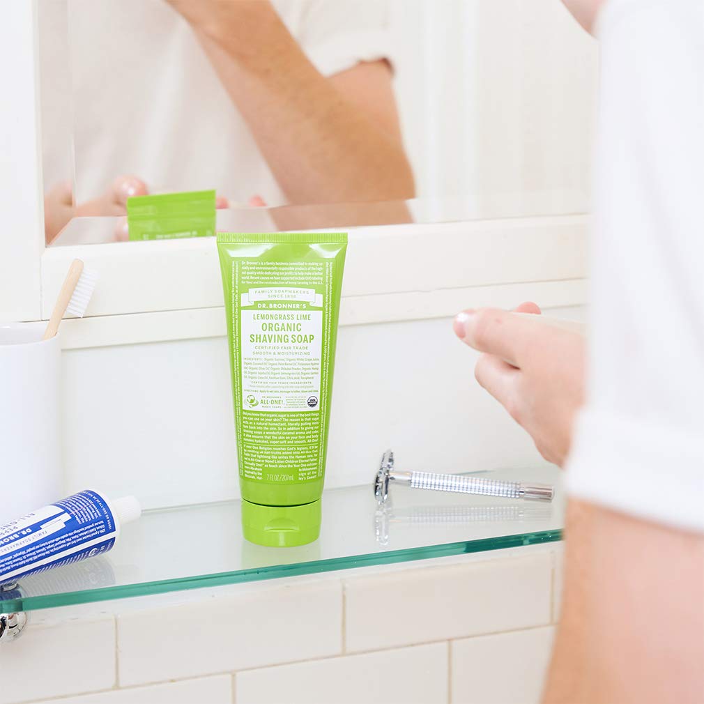 Dr. Bronner's - Organic Shaving Soap Variety Pack - Lavender, Tea Tree, & Lemongrass, Certified Organic, Sugar & Shikakai Powder, Moisturizes, Use on Face, Underarms, & Legs (7oz, 3-Pack)