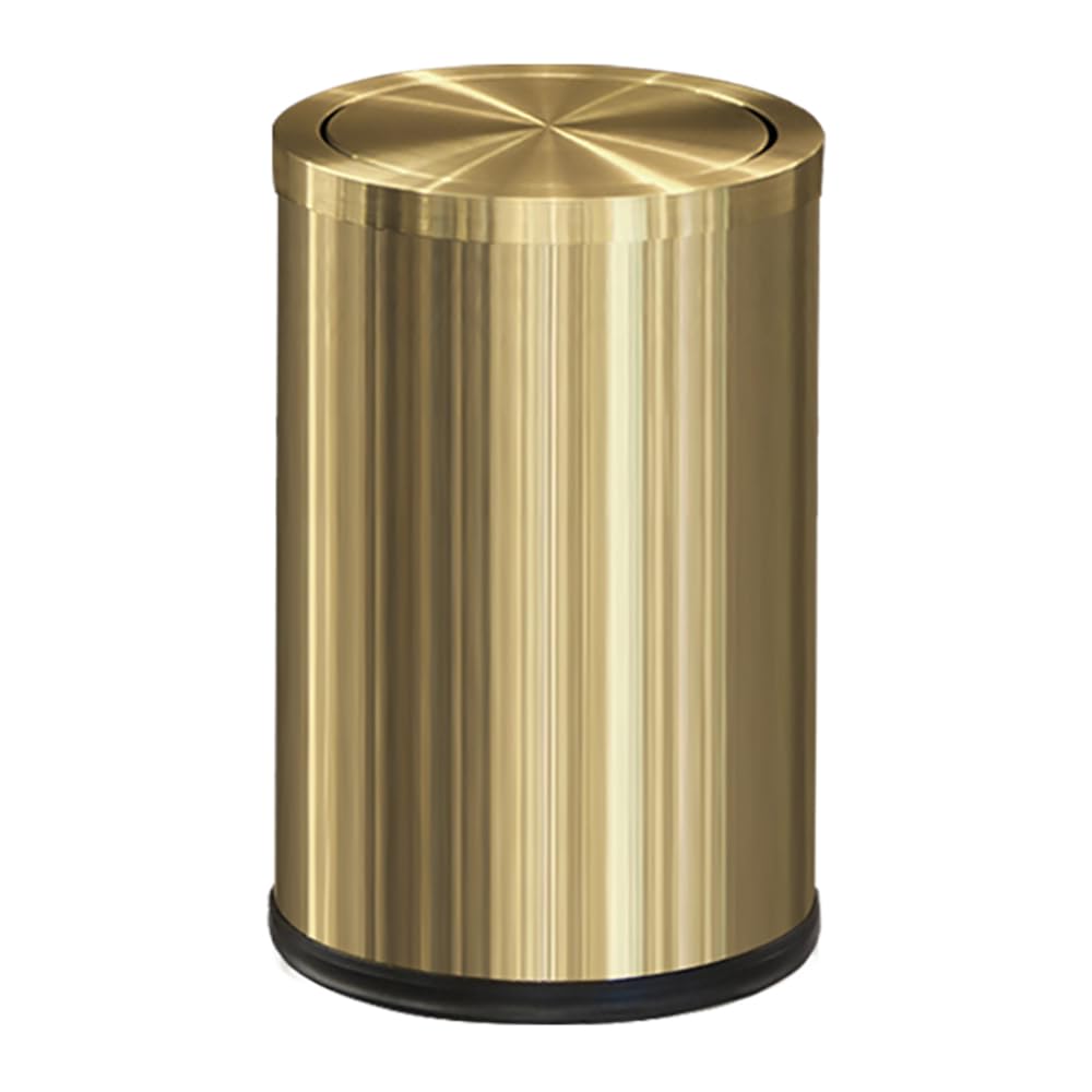 LEASYLIFE Small Trash can with Flipping lid, Stainless Steel, 2.4gallon,Garbage cans for Bathroom, Kitchen, Living Room. Metallic Gold (Singer)