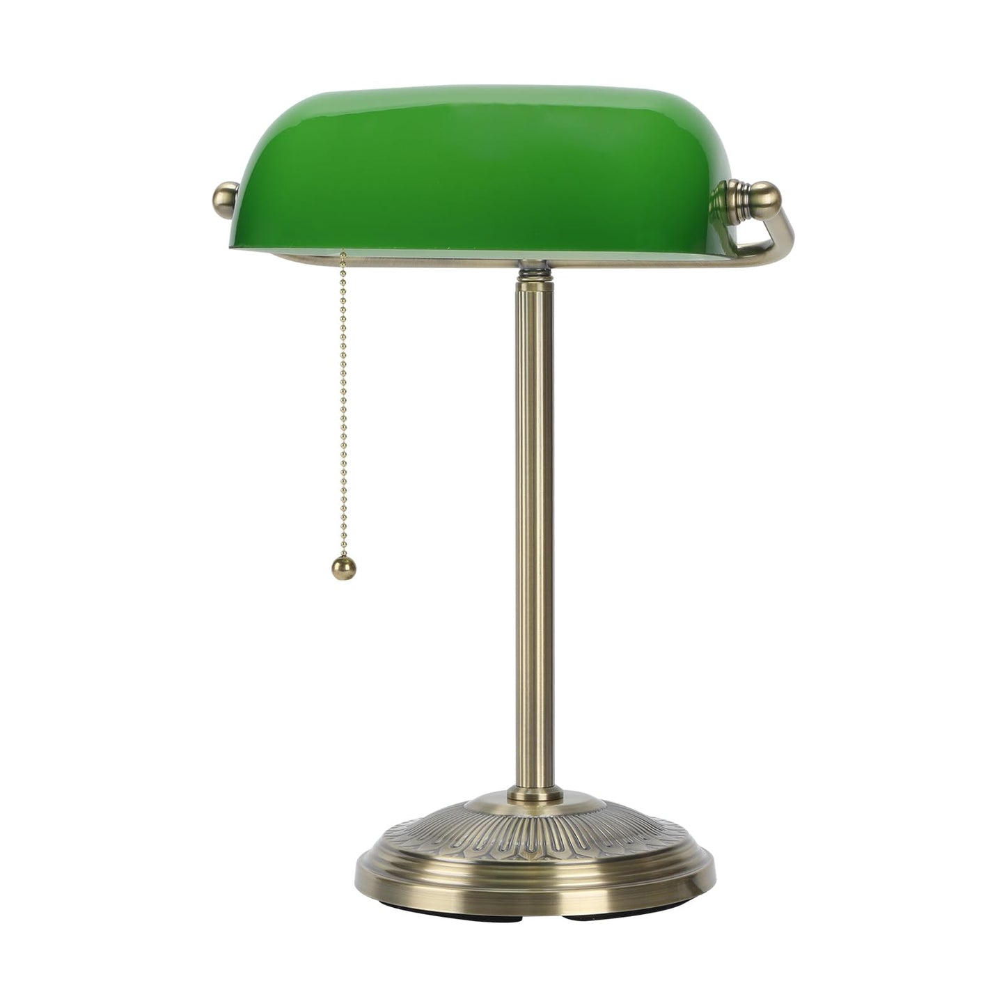 BNYFDC Bankers Lamp, Green Desk Lamp with Brass Finish, Classic Table Lamp with Pull Switch for Home, Office, Study (Green)